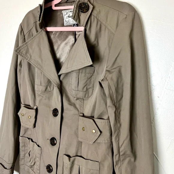 Women’s olive green tan Trench Coat - Picture 5 of 14